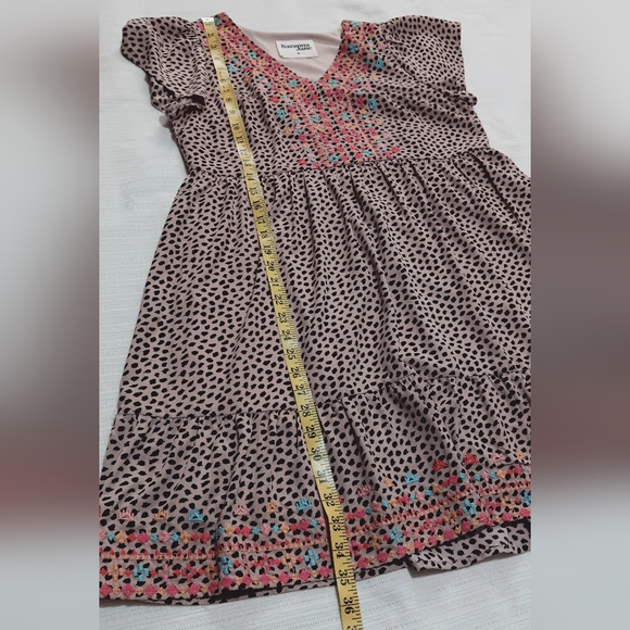Savanna Jane Leopard Tiered Ruffle Embroidered Babydoll Dress Size M - Picture 11 of 12
